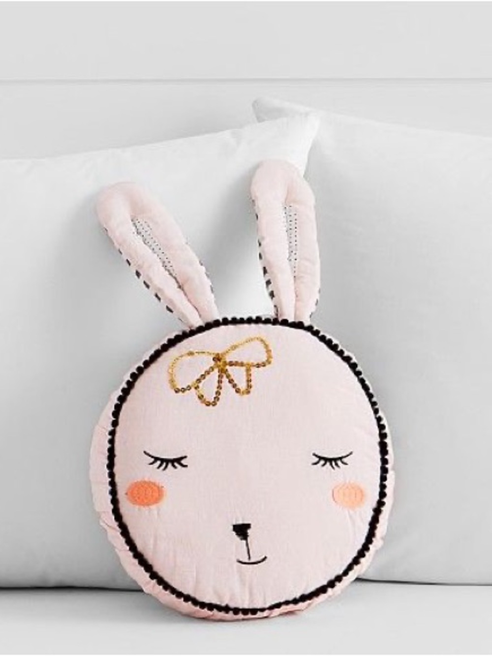 NWT Emily Meritt Pottery Barn Kids Plush Bunny Face Pillow
